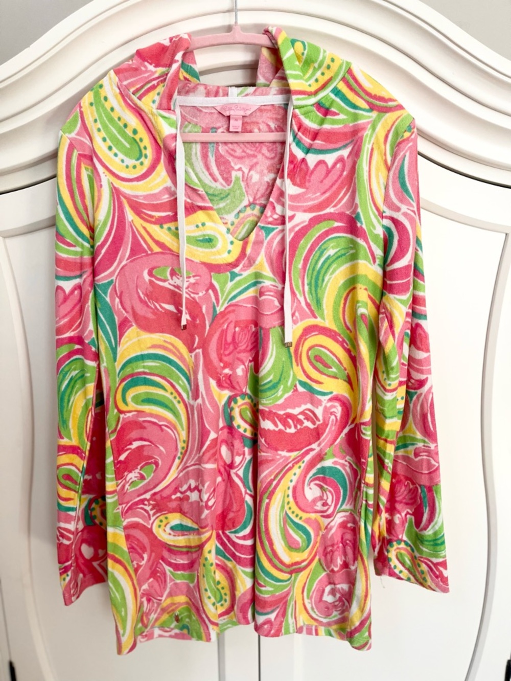 LILLY PULITZER Cover Up Megan Hooded Tunic Terrycloth Swim Pink
Flamingos Medium